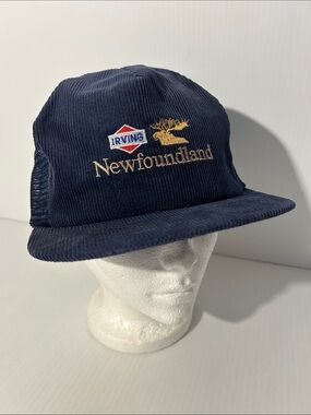 Vintage Corduroy Mesh snap back Newfoundland Irving snap back trucker cap hat